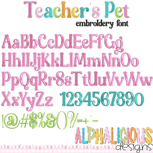 Teacher's Pet- Embroidery Font