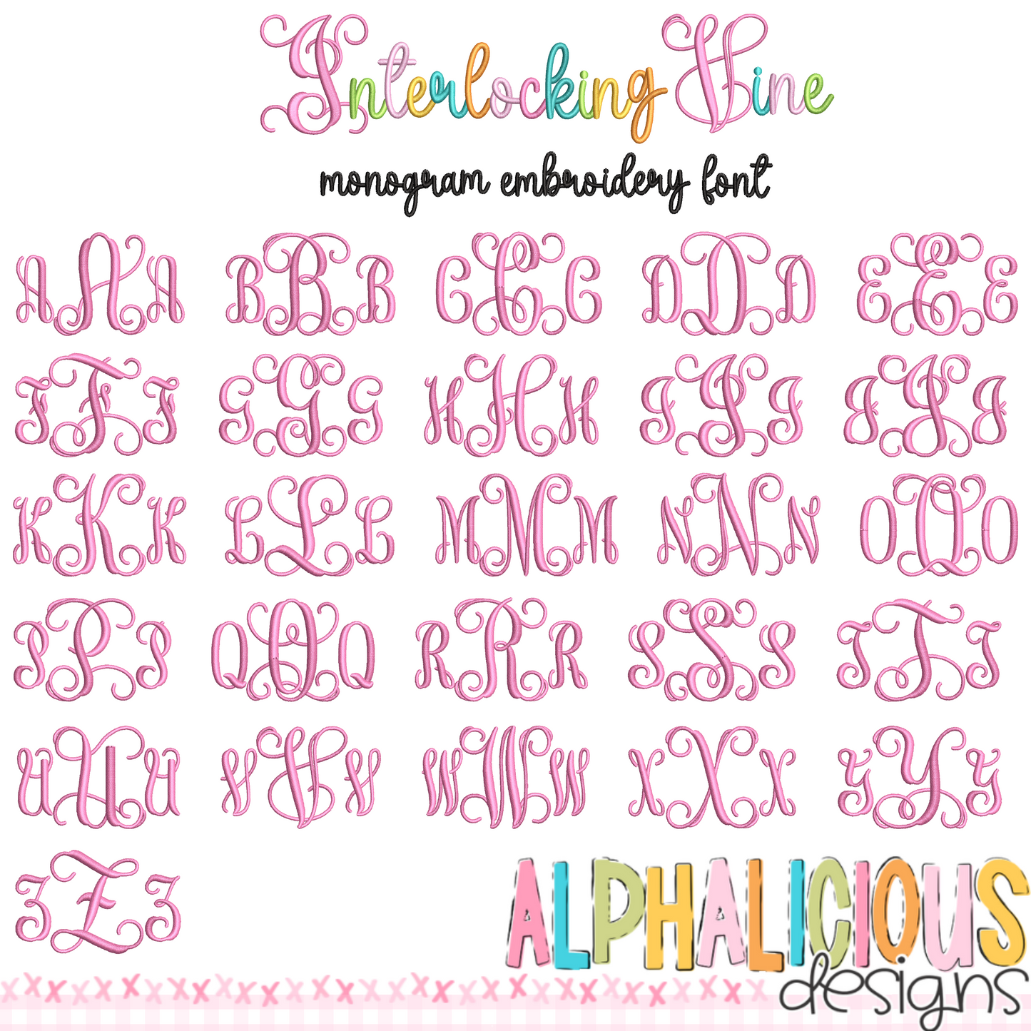 Interlocking Vine Monogram Embroidery Font