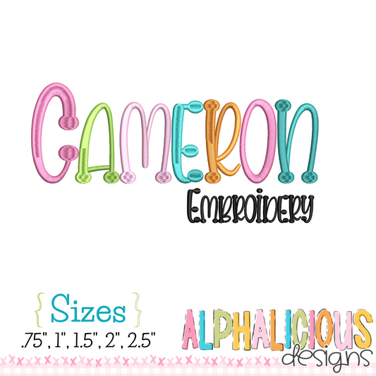 Cameron Embroidery Font