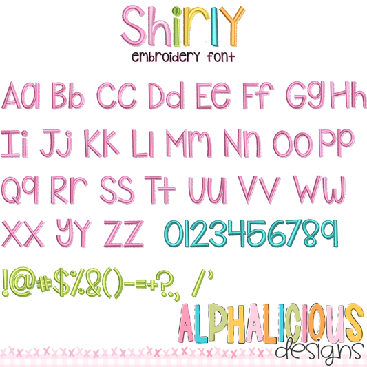 Shirly Embroidery Font- Satin