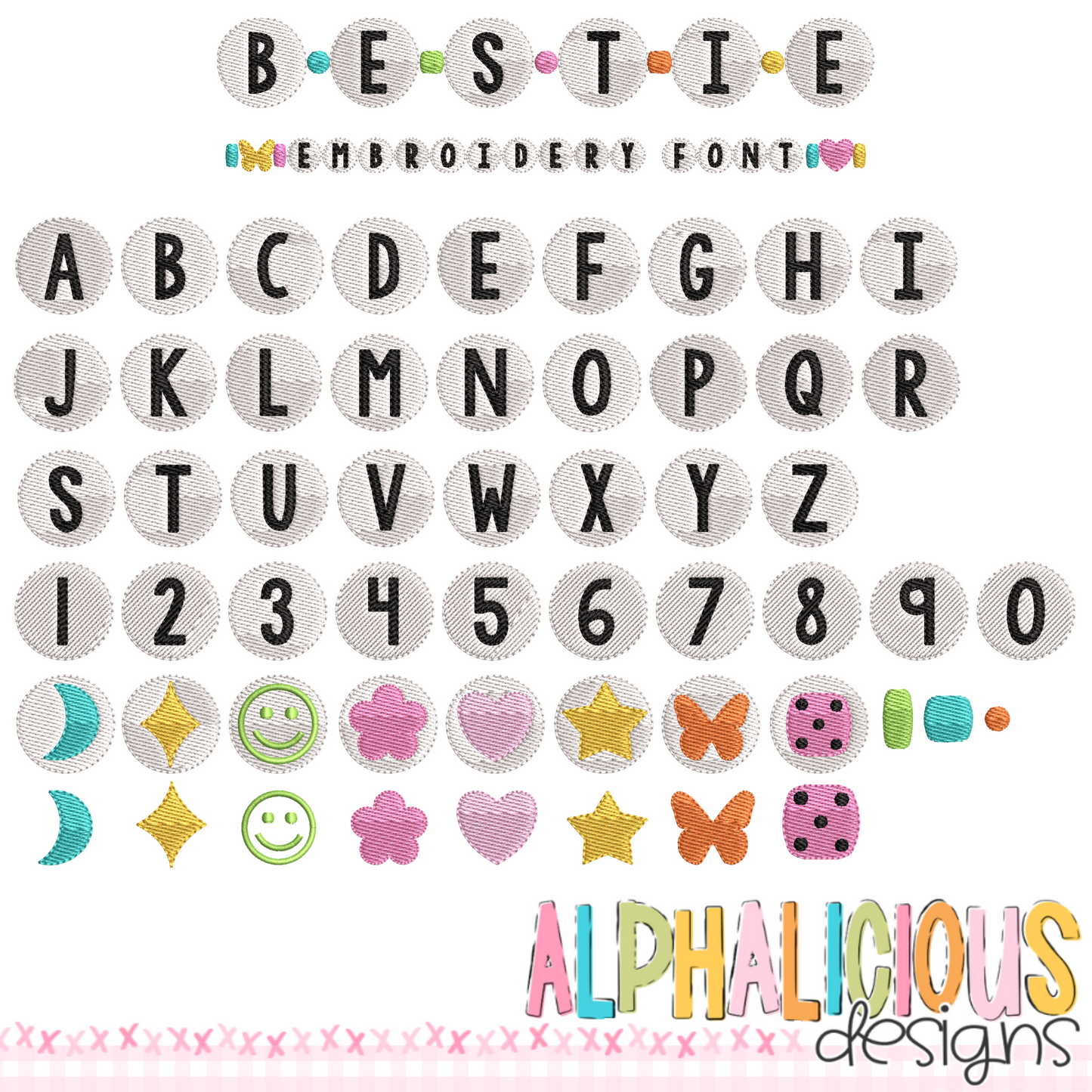 Bestie Embroidery Font