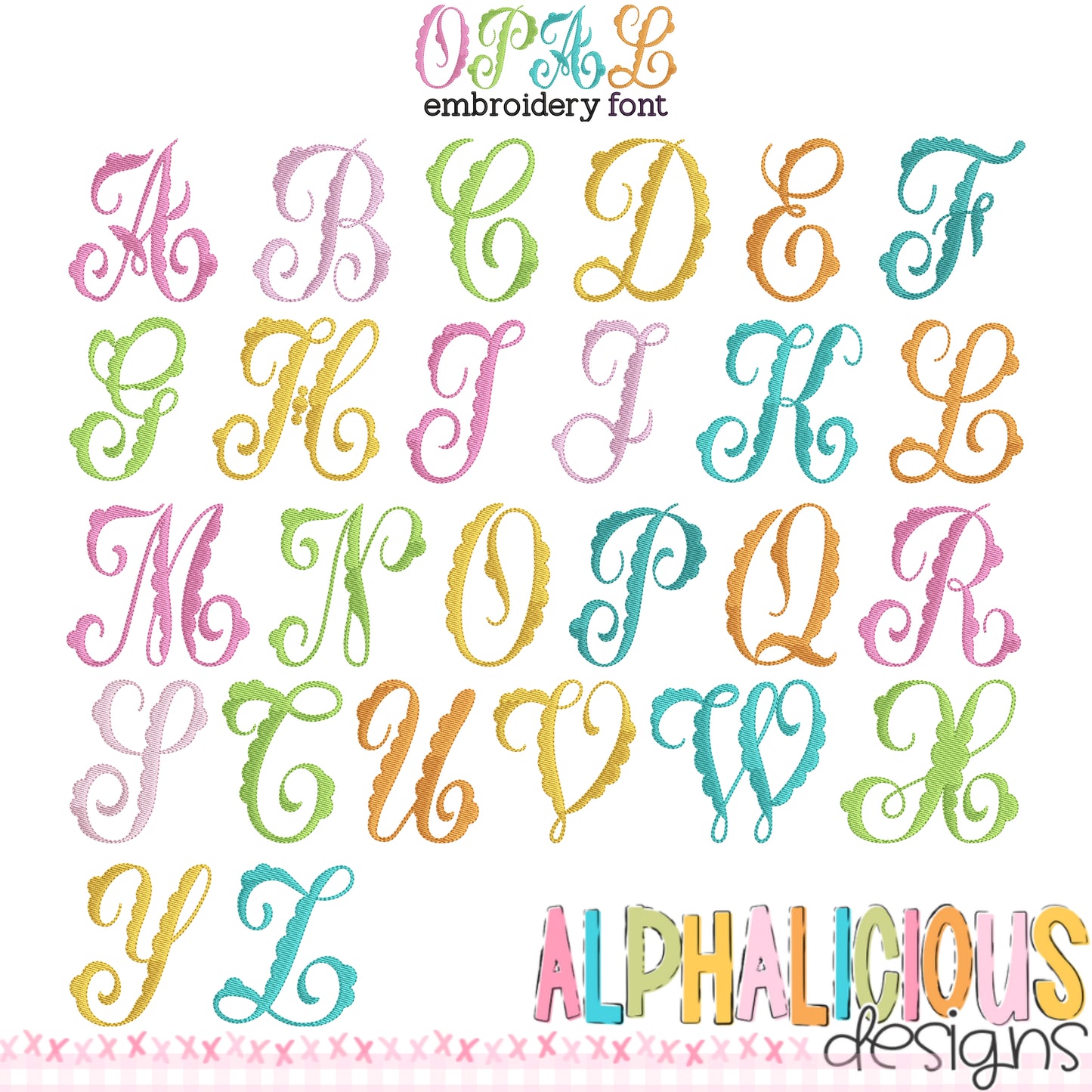Opal Embroidery Font - All Sizes