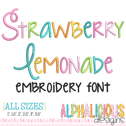 Strawberry Lemonade Satin Embroidery Font