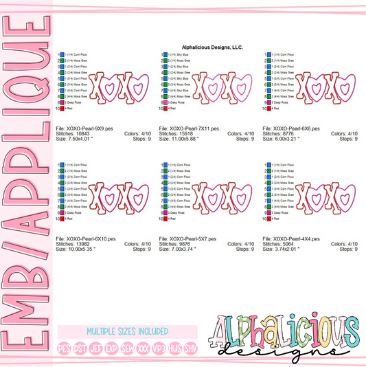 Valentine's XOXO- Applique- Pearl