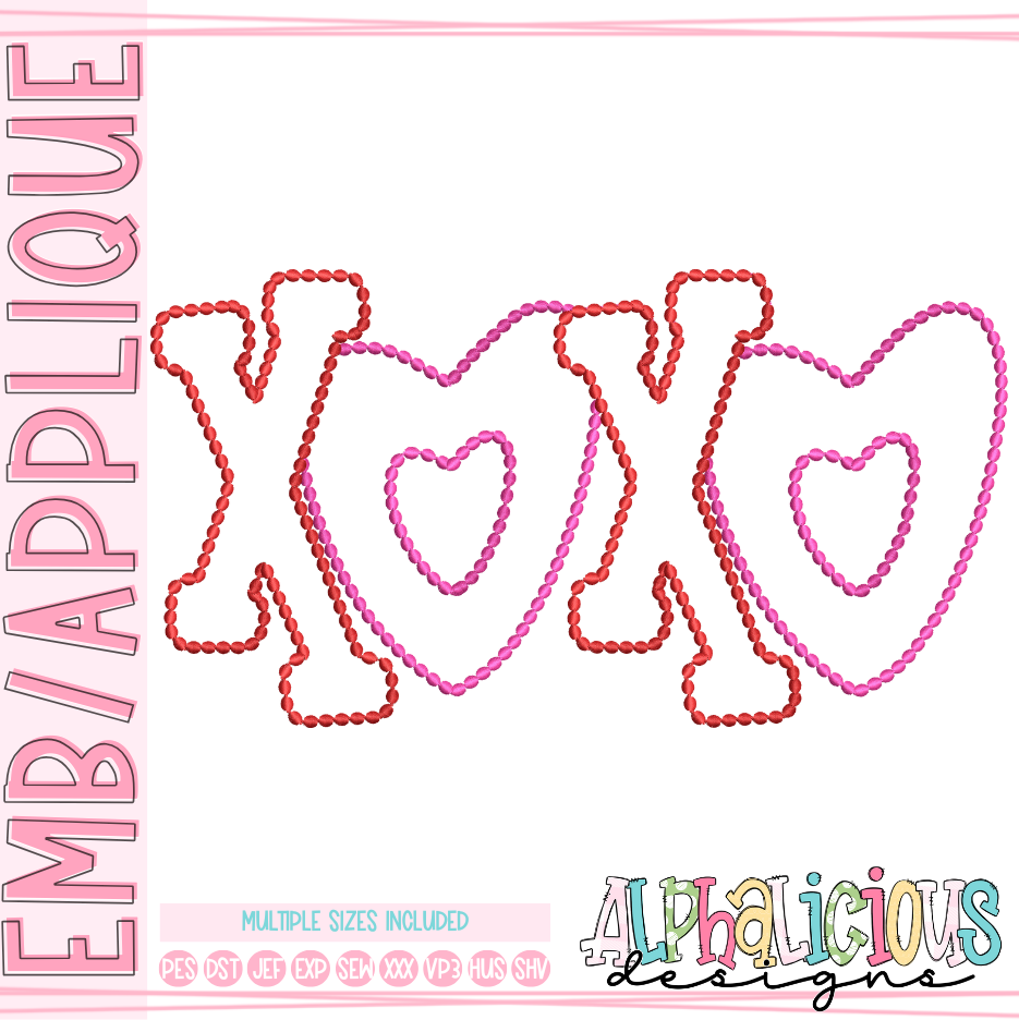 Valentine's XOXO- Applique- Pearl