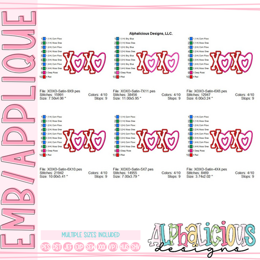 Valentine's XOXO- Applique- Satin