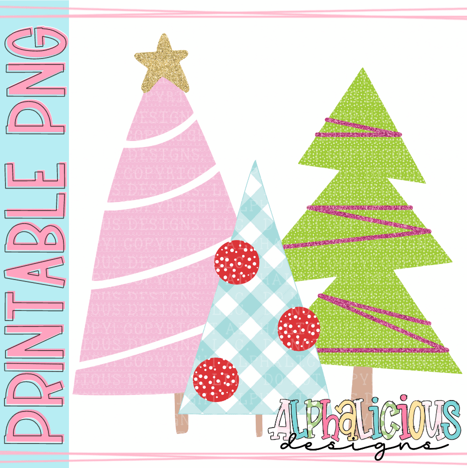 Holiday Tree Trio - PNG
