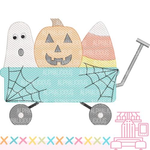 Spooky Crew in Wagon- Sketch