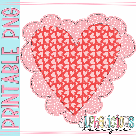 Scalloped Heart- Hearts- FauxApplique- PNG