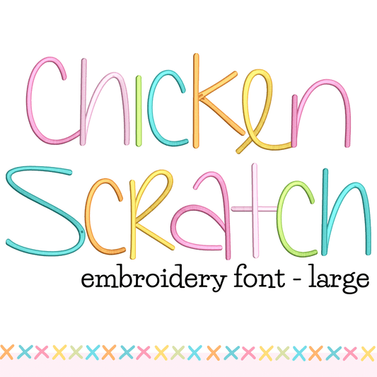 Chicken Scratch Embroidery Font - Large