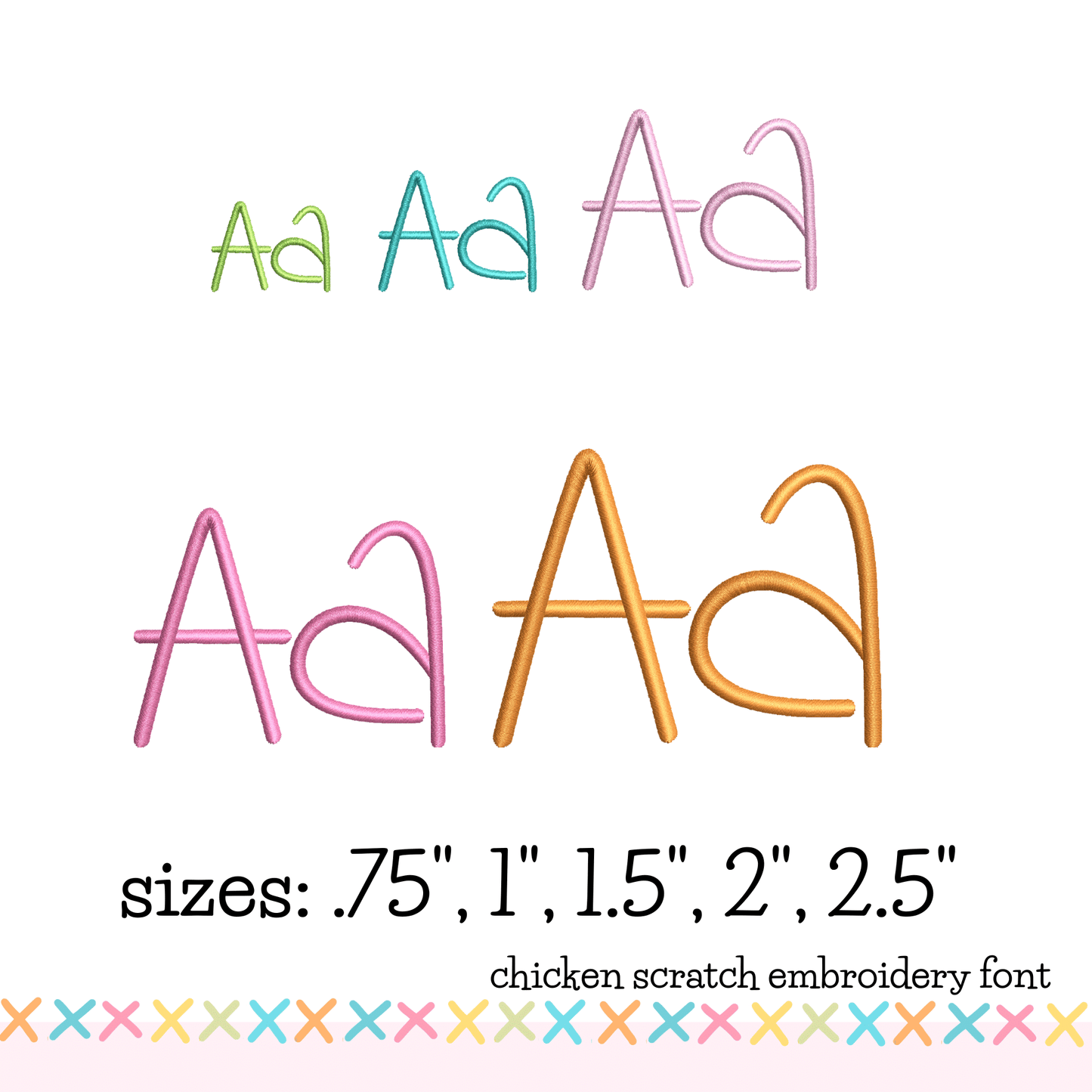 Chicken Scratch Embroidery Font - All Sizes