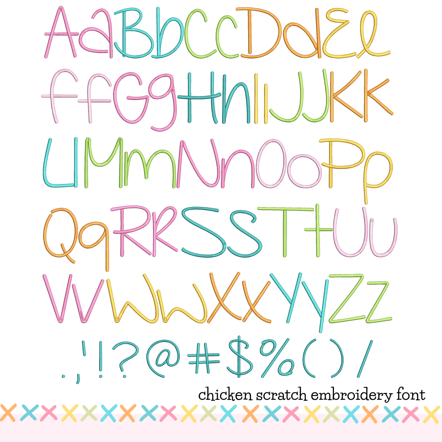 Chicken Scratch Embroidery Font - Large