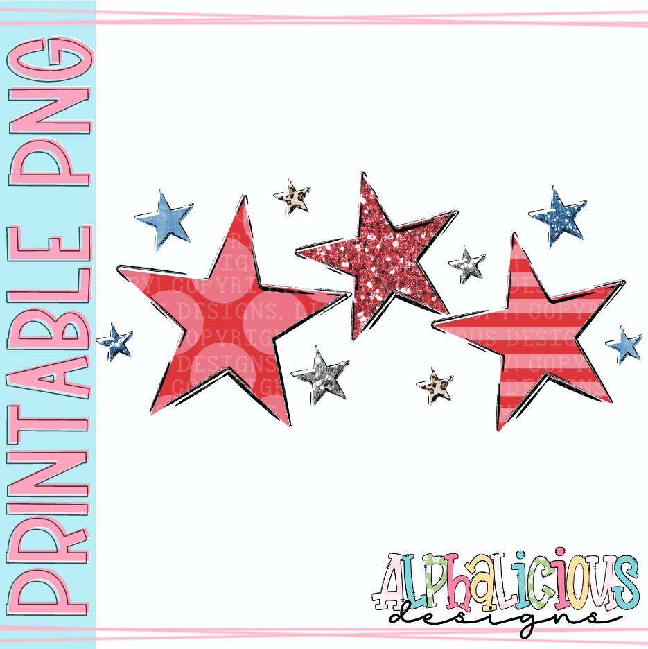 Stars- Red and White- PNG