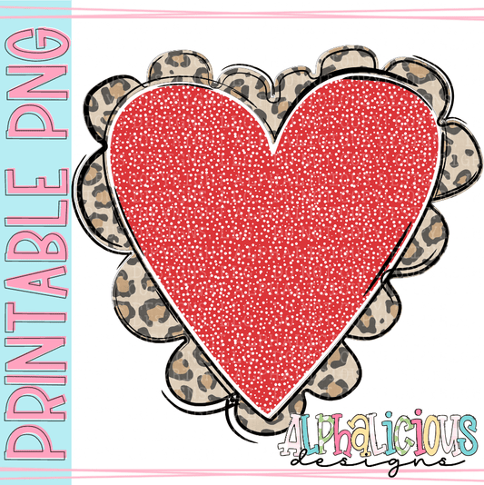 Scalloped Heart- Leopard- PNG