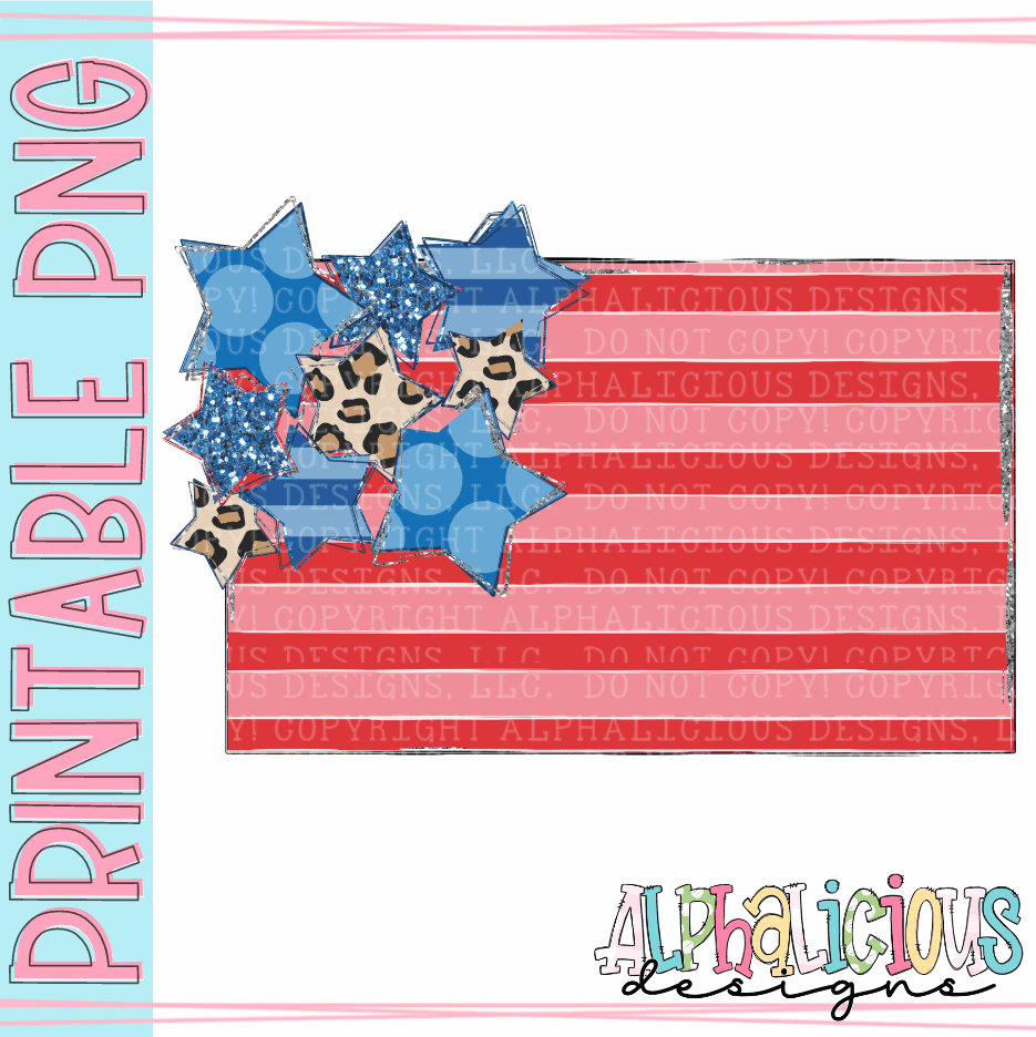 Flag with Stars - Red and White- PNG
