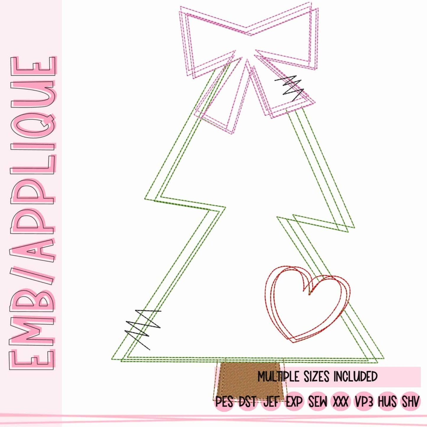 Funky Trees with Bow and Heart - Triple Bean