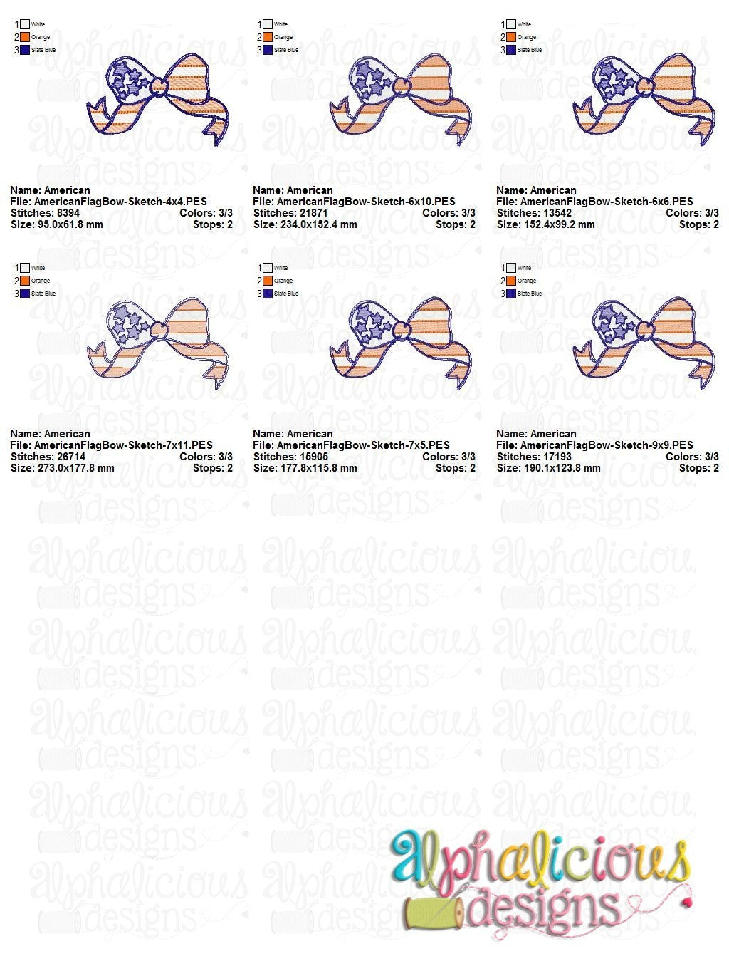 American Flag Bow- Sketch