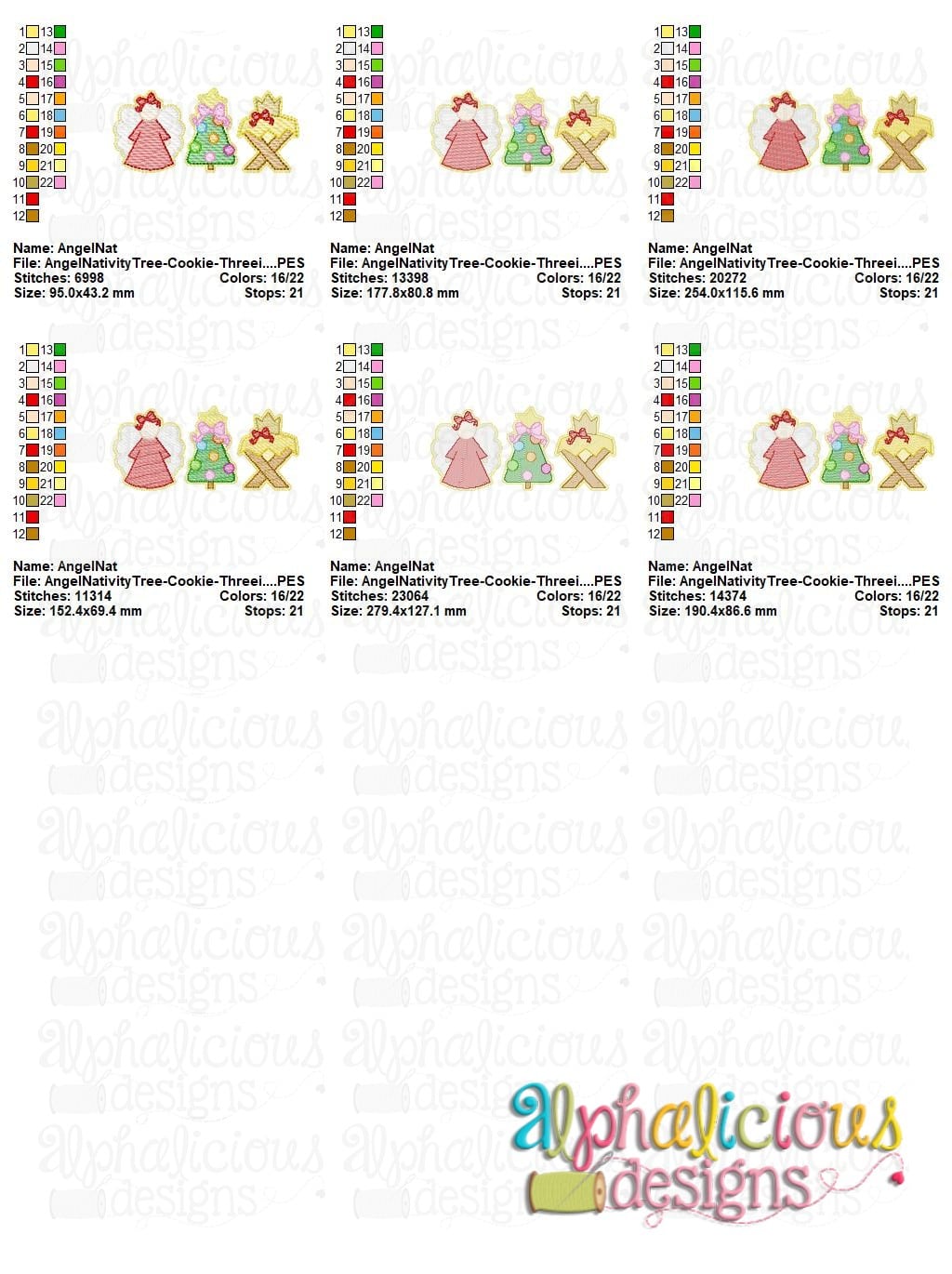 Angel Nativity Tree - Cookie - Three in A Row - Sketch