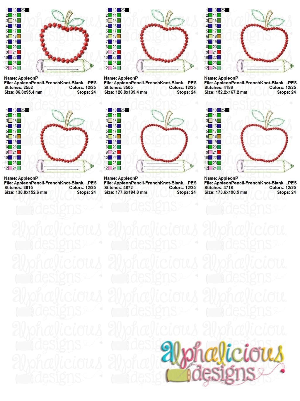 Apple on Pencil - French Knot - Blanket