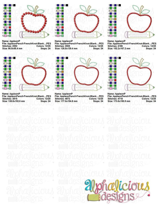 Apple on Pencil - French Knot - Blanket