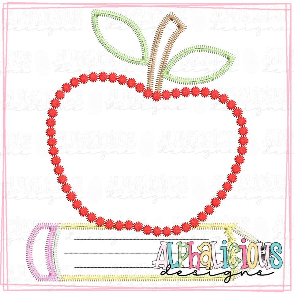 Apple on Pencil - French Knot - ZigZag