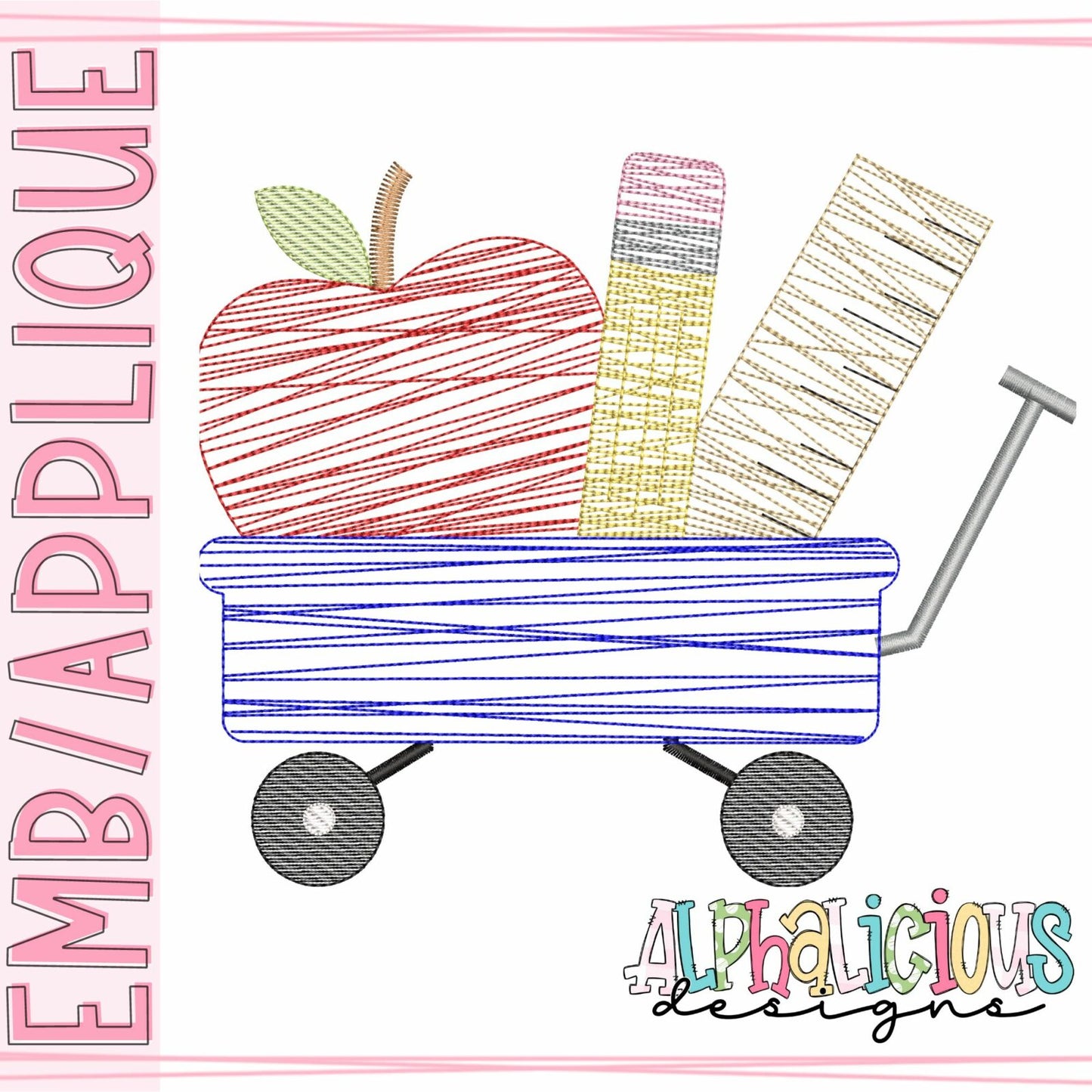 Back to School Wagon - Scribble Fill