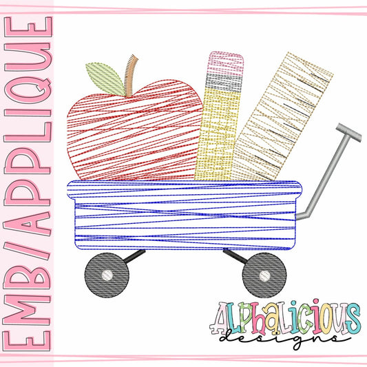 Back to School Wagon - Scribble Fill