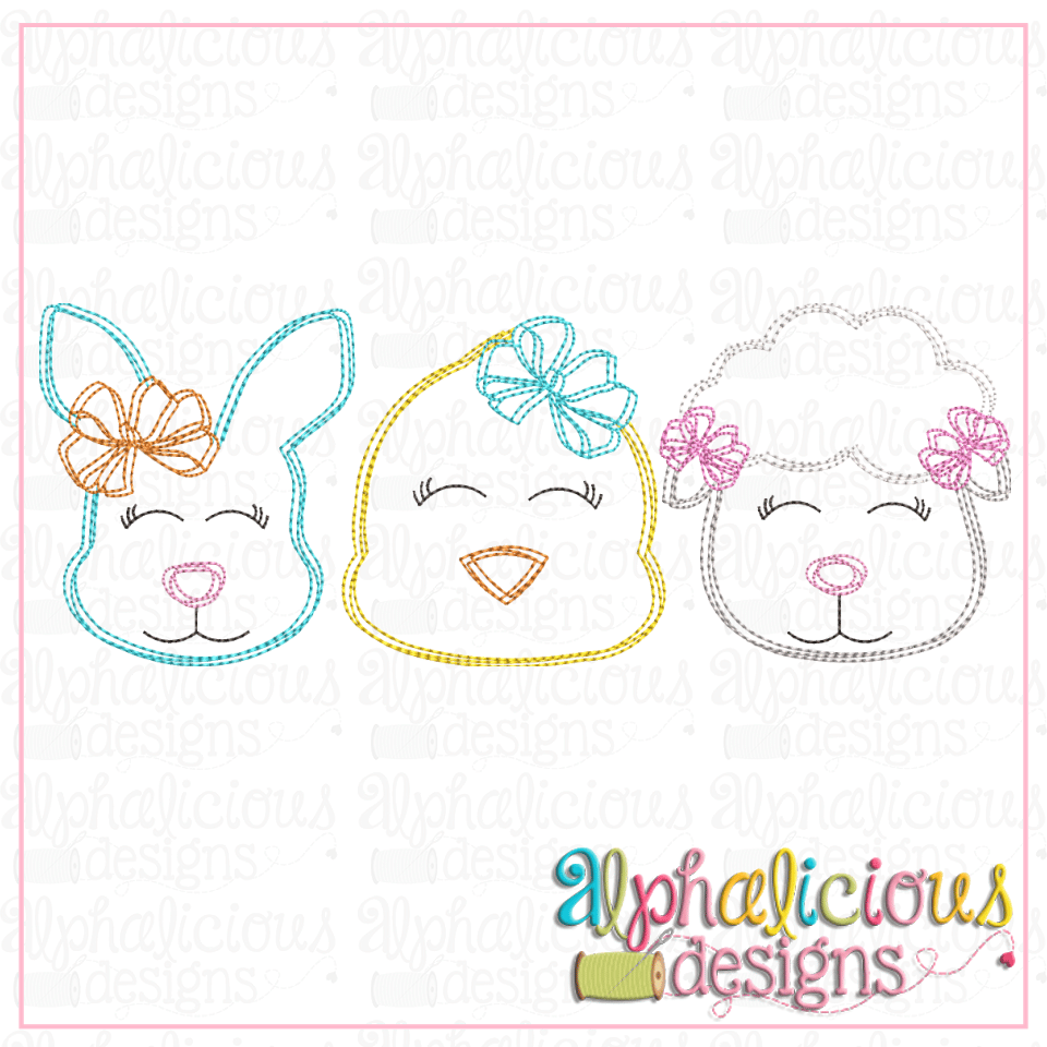 Bunny-Chick-Sheep with Bow- Sketch