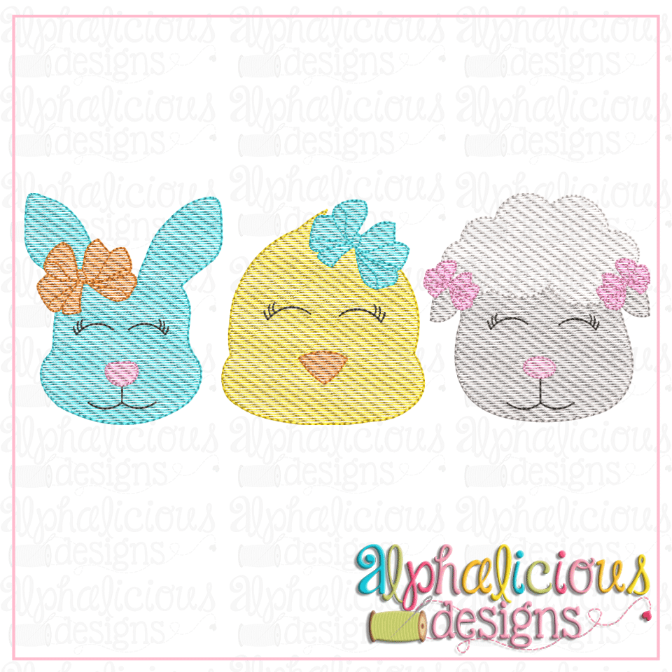 Bunny-Chick-Sheep with Bow- Sketch