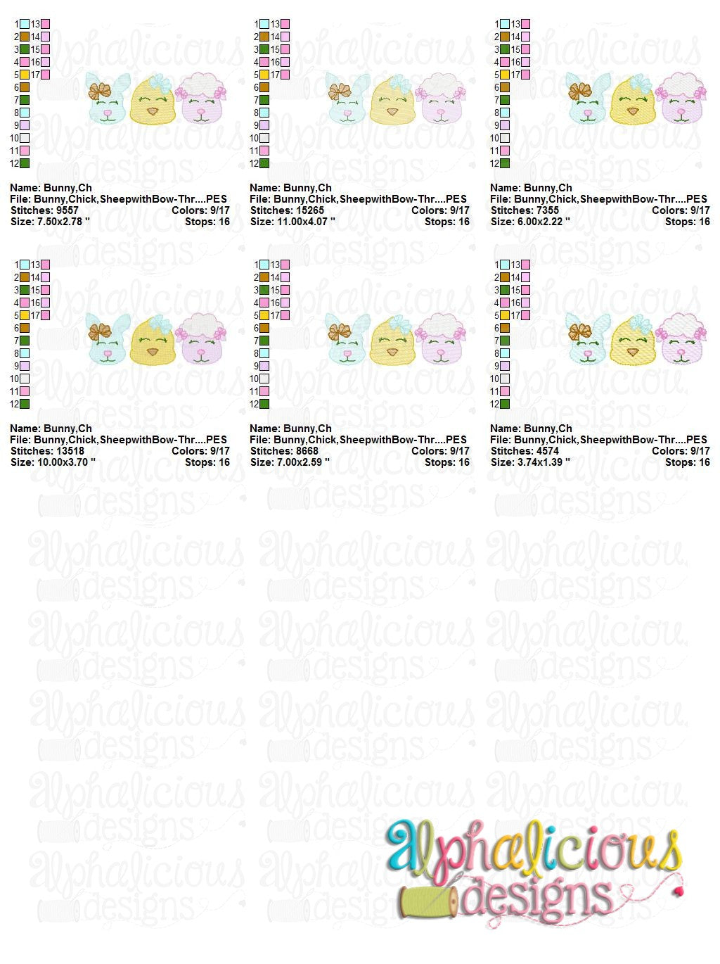 Bunny-Chick-Sheep with Bow- Sketch