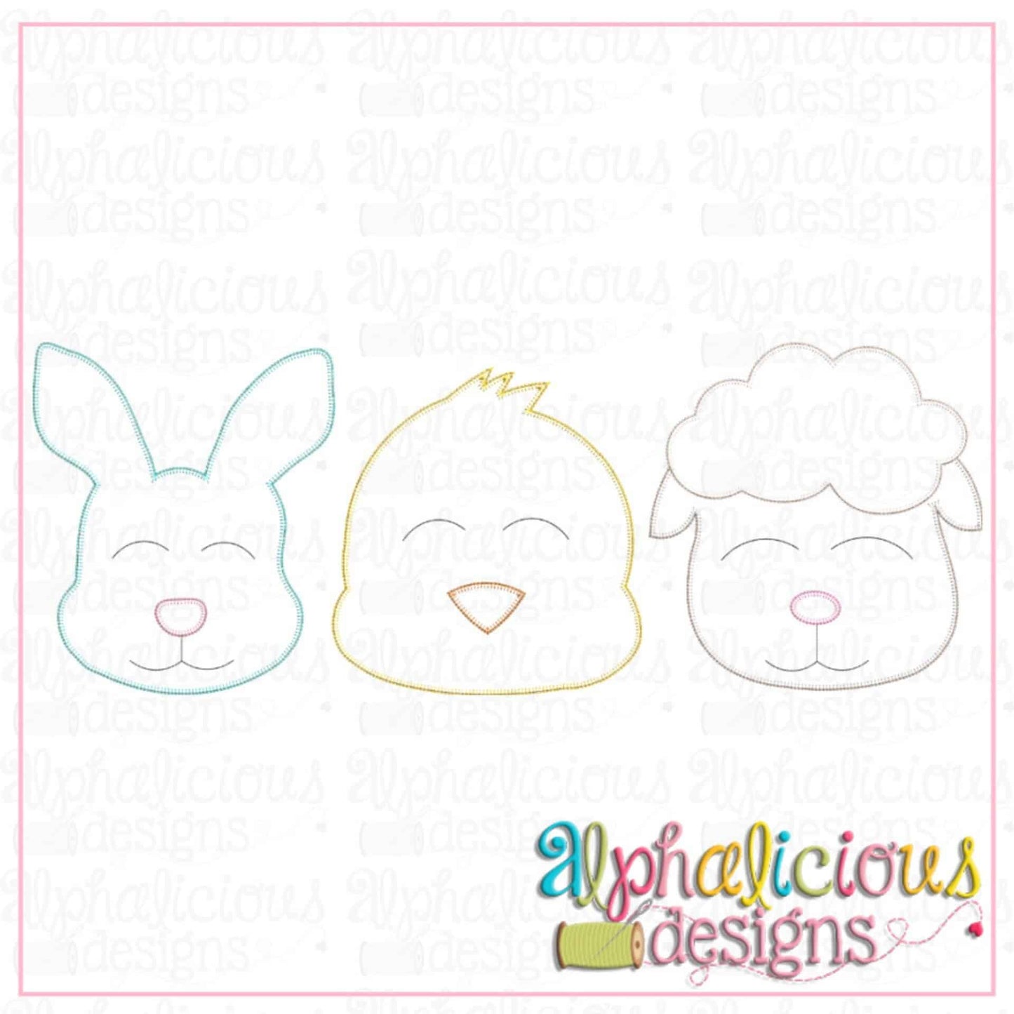 Bunny Chick Sheep-Three In A Row-Blanket