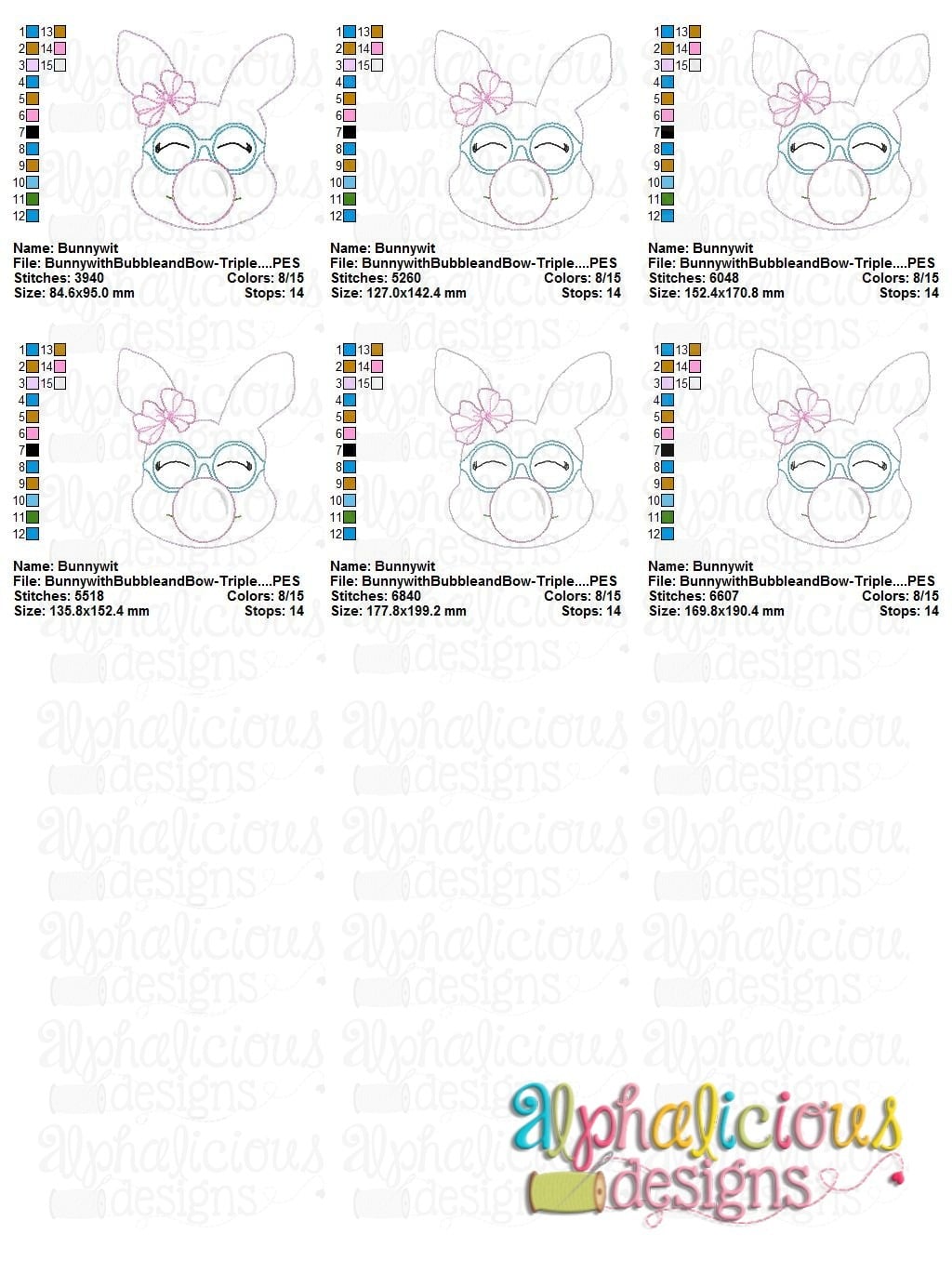 Bunny with Bubble and Bow-Triple Bean