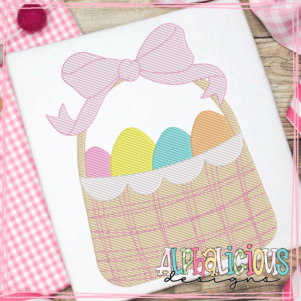 Basket with Bow- Eggs- Sketch