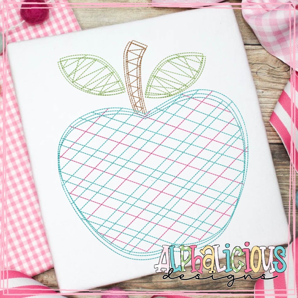 Criss Cross Plaid Apple - Scribble Fill