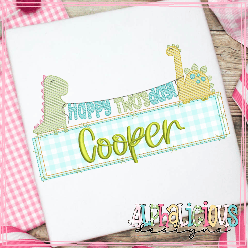 Dino Bunting- Twos Day- Sketch