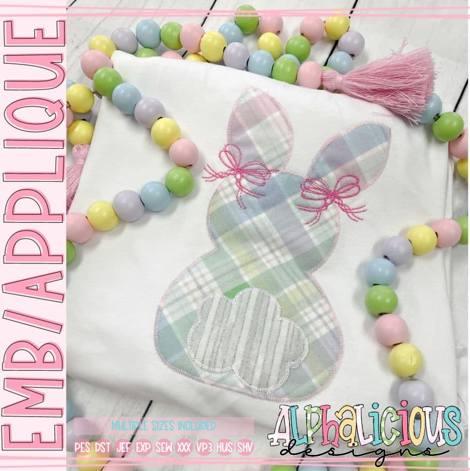 Bunny with Pigtail Bows - Zig zag