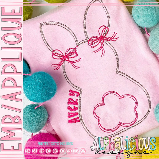 Bunny with Pigtail Bows - Scribble