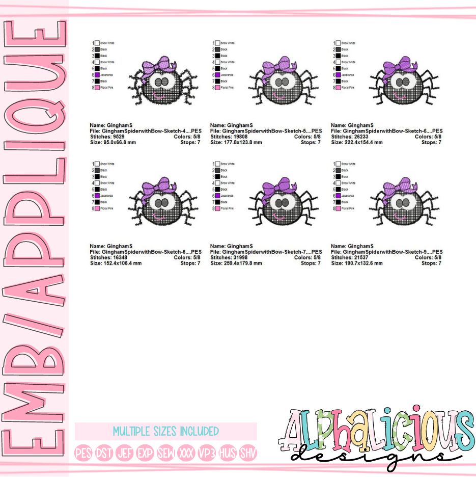 Gingham Spider with Bow - Sketch