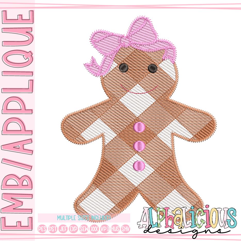 Gingerbread Girl - Gingham - Sketch