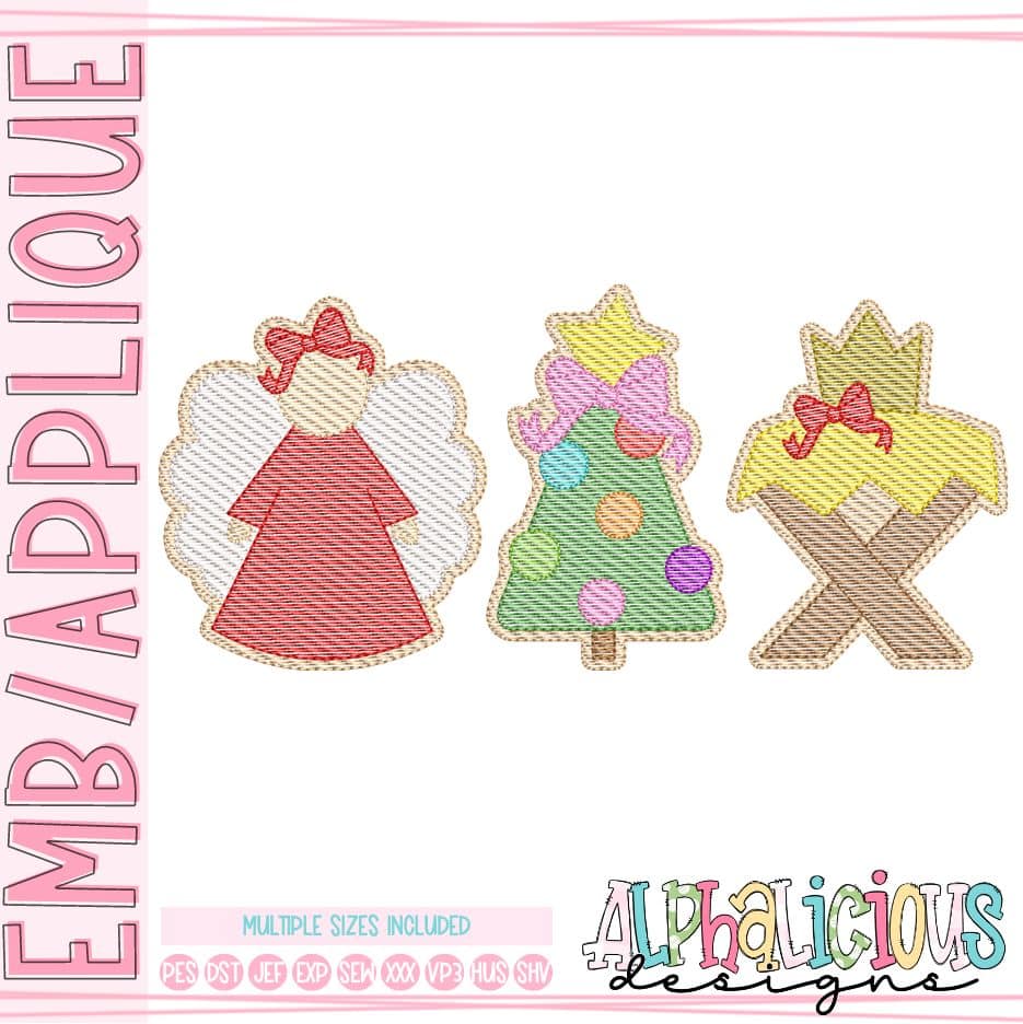 Angel Nativity Tree - Cookie - Three in A Row - Sketch