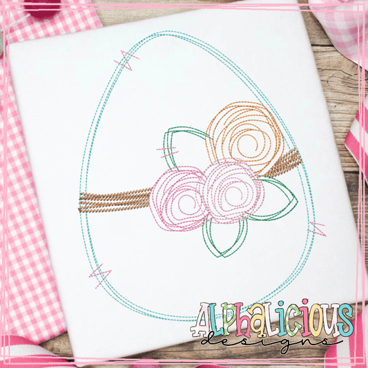 Egg with tied Flowers- Scribble