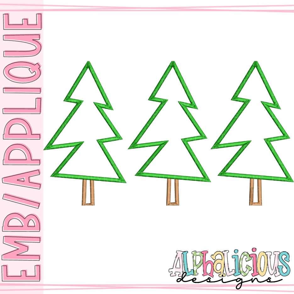 Simple Holiday Trees - Three in a Row - Satin