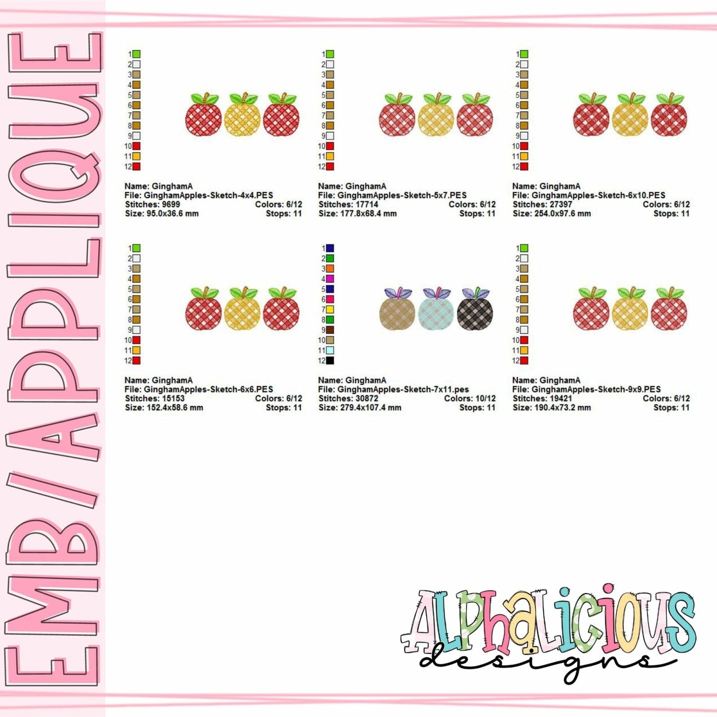 Gingham Apples - Sketch