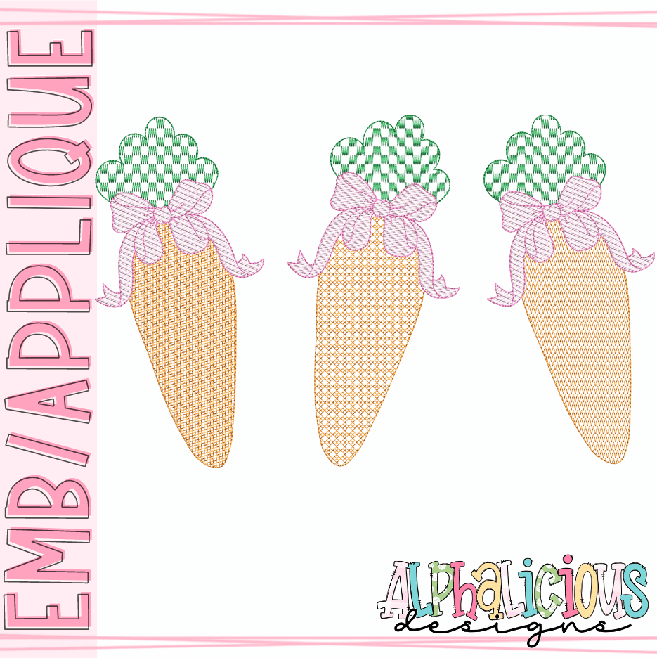 Carrots with Bows 1-Three In a Row- Motif