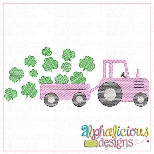 Farm Tractor with Shamrocks- Sketch