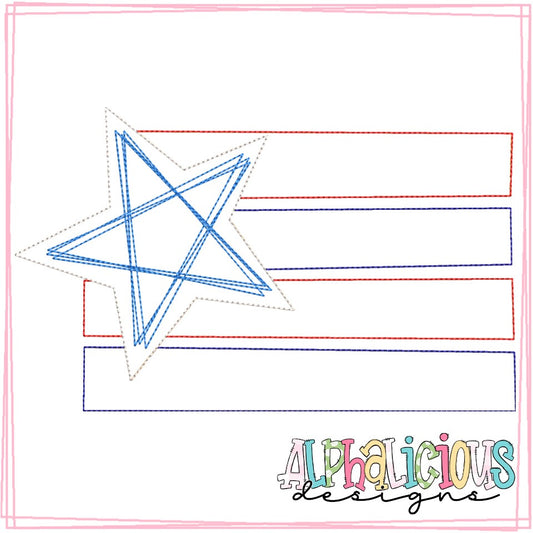 Flag with Scribble Star- Triple Bean