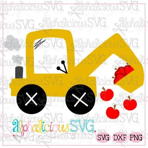 Funky Backhoe with Apples - SVG