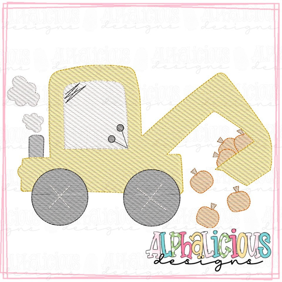 Funky Backhoe with Pumpkins - Sketch