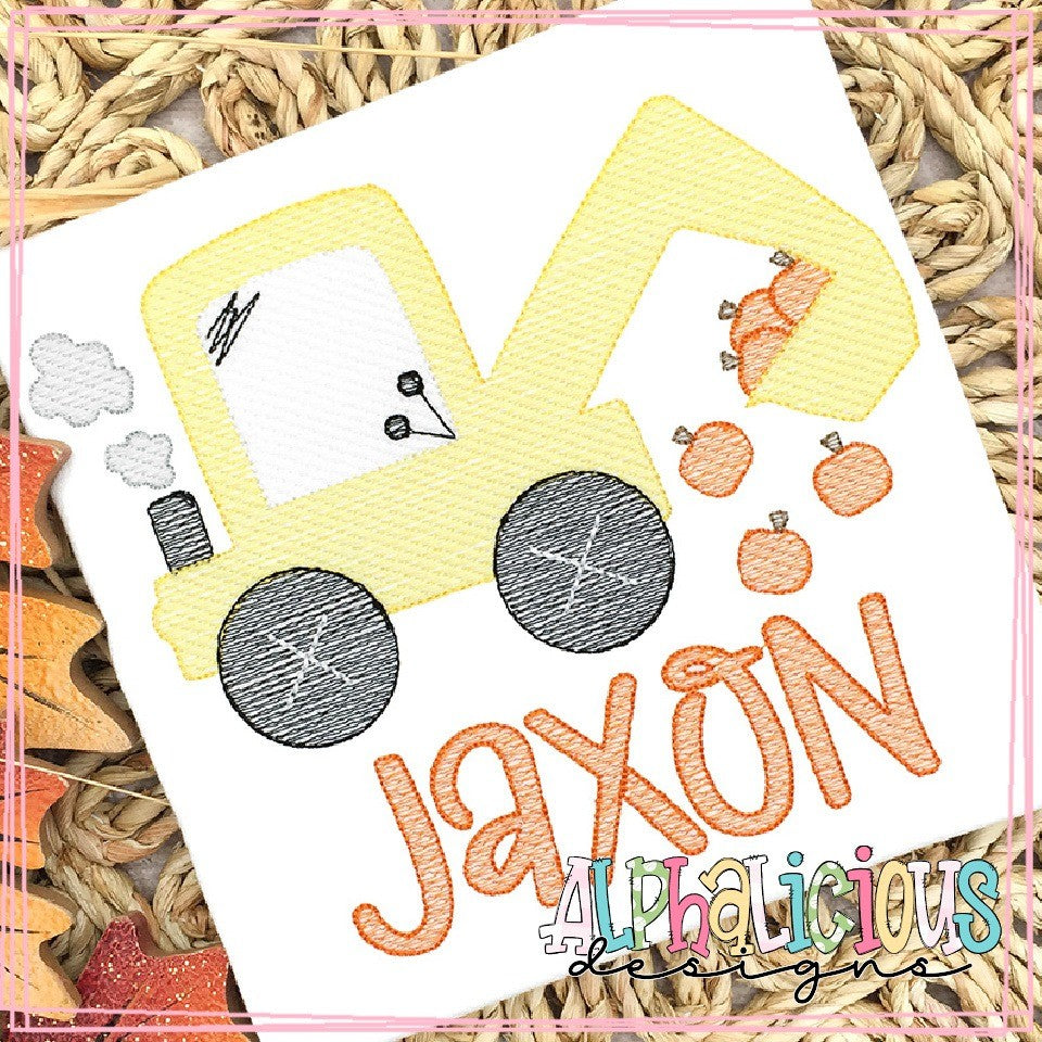 Funky Backhoe with Pumpkins - Sketch
