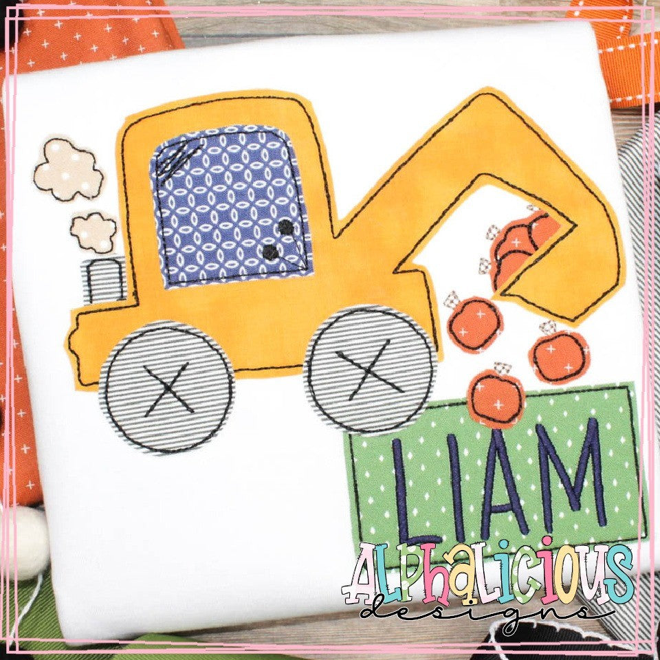 Funky Backhoe with Pumpkins - Triple Bean